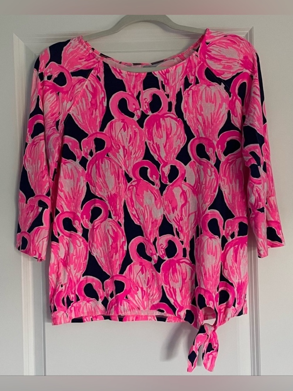 Lilly Pulitzer Waverly Flamingo Top Size M